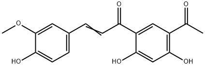 (E)-1-(5-acetyl-2,4-dihydroxy-phenyl)-3-(4-hydroxy-3-methoxy-phenyl)pr op-2-en-1-one Struktur