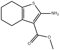 2-アミノ-4,5,6,7-テトラヒドロ-1-ベンゾチオフェン-3-カルボン酸メチル 化学構造式