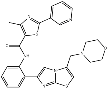N-[2-[3-(モルホリノメチル)イミダゾ[2,1-b]チアゾール-6-イル]フェニル]-4-メチル-2-(3-ピリジル)チアゾール-5-カルボアミド