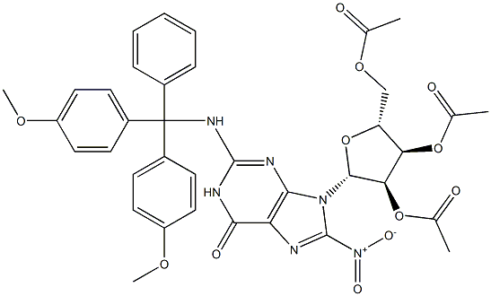 N-(4,4'-DiMethoxytrityl)-8-nitroguanosine 2',3',5'-Triacetate Structure