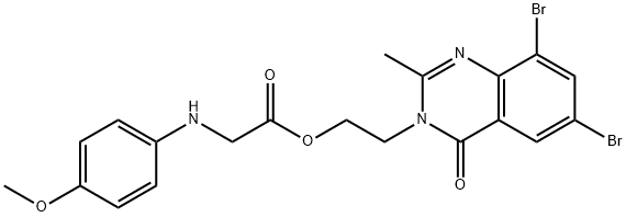 beta-(6,8-Dibromo-2-methyl-3,4-dihydro-4-oxoquinazolin-3-yl)ethyl p-an isidinoacetate Structure