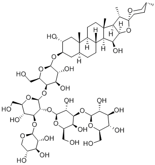 2,15-Dihydroxyspirostan-3-yl-O-beta-D-glucopyrasonyl-(1-3)-O-D-galactopyranosyl-(1-2)O-(beta-D-xylo-pyranosyl-(1-3)-O-beta-D-glucopyranosyl-(1-4)-beta-D-galyctopyranosid, (2 alpha,3 beta, 5 alpha, 15 beta, 25R)-