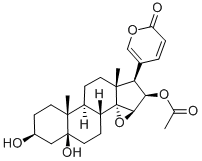 3β,5β-ジヒドロキシ-16β-アセトキシ-14,15β-エポキシ-5β-ブファ-20,22-ジエノリド 化学構造式