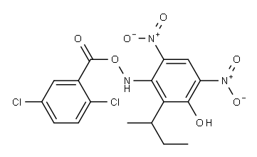 3-amino-2,5-dichloro-benzoic acid, 2-butan-2-yl-4,6-dinitro-phenol Struktur