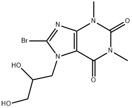 8-溴-7-(2,3-二羟基丙基)-1,3-二甲基-3,7-二氢-1H-嘌呤-2,6-二酮, 111038-24-5, 结构式