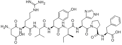(3S)-3-amino-4-[[(2S)-5-(diaminomethylideneamino)-1-[[(2S)-1-[[(2S)-1-[[(2S,3S)-1-[[(2S)-1-[(2S)-2-[[(2S)-1-hydroxy-1-oxo-3-phenylpropan-2-yl]carbamoyl]pyrrolidin-1-yl]-3-(3H-imidazol-4-yl)-1-oxopropan-2-yl]amino]-3-methyl-1-oxopentan-2-yl]amino]-3-(4-hydroxyphenyl)-1-oxopropan-2-yl]amino]-3-methyl-1-oxobutan-2-yl]amino]-1-oxopentan-2-yl]amino]-4-oxobutanoic acid 结构式