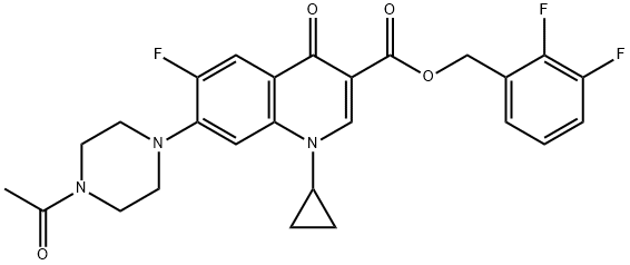 3-Quinolinecarboxylic acid, 7-(4-acetyl-1-piperazinyl)-1-cyclopropyl-6-fluoro-1,4-dihydro-4-oxo-, (2,3-difluorophenyl)Methyl ester Struktur