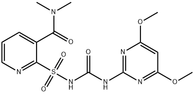 2-[[[[(4,6-ジメトキシ-2-ピリミジニル)アミノ]カルボニル]アミノ]スルホニル]-N,N-ジメチル-3-ピリジンカルボアミド 化学構造式