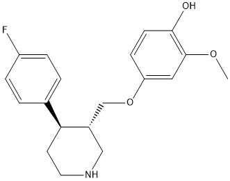 4-(4-氟苯基)-3-(4-羟基-3-甲氧基苯氧基甲基)哌啶, 112058-90-9, 结构式