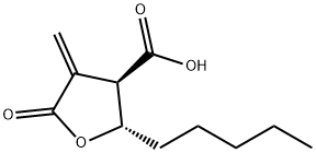 rel-(2α*,3β*)-テトラヒドロ-4-メチレン-5-オキソ-2-ペンチル-3-フランカルボン酸 化学構造式