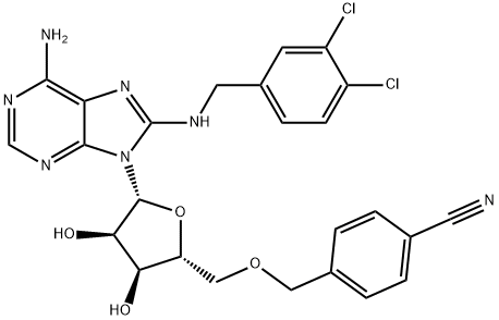 5'-O-[(4-Cyanophenyl)methyl]-8-[[(3,4-dichlorophenyl)methyl]amino]-adenosine Structure