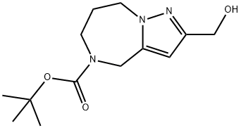 2-(ヒドロキシメチル)-7,8-ジヒドロ-4H-ピラゾロ[1,5-A][1,4]ジアゼピン-5(6H)-カルボン酸TERT-ブチル 化学構造式