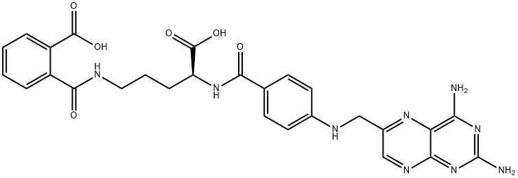 (S)-2-[4-[(2,4-ジアミノプテリジン-6-イル)メチルアミノ]ベンゾイルアミノ]-5-(2-カルボキシベンゾイルアミノ)吉草酸 化学構造式