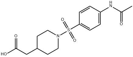 (1-{[4-(アセチルアミノ)フェニル]スルホニル}ピペリジン-4-イル)酢酸 化学構造式