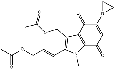 [(E)-3-[3-(acetyloxymethyl)-5-aziridin-1-yl-1-methyl-4,7-dioxo-indol-2-yl]prop-2-enyl] acetate Structure