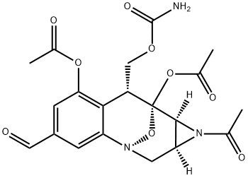 (1aS,3S,9S)-1-アセチル-7,9-ビス(アセチルオキシ)-8-[[(アミノカルボニル)オキシ]メチル]-1,1a,2,8,9,9a-ヘキサヒドロ-3,9-エポキシ-3H-アジリノ[2,3-c][1]ベンゾアゾシン-5-カルボアルデヒド 化学構造式