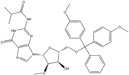 5'-O-DMT-N2-异丁酰基-2'-O-甲基鸟苷 结构式