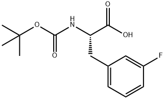 N-(tert-ブトキシカルボニル)-3-フルオロ-L-フェニルアラニン 化学構造式