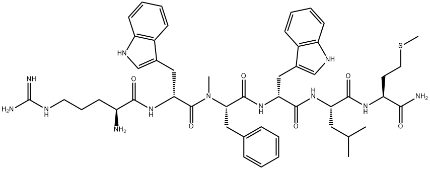 ARG-D-TRP-N-ME-PHE-D-TRP-LEU-MET-NH2, 115150-59-9, 结构式