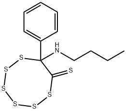 7-Phenyl-7-(butylamino)-1,2,3,4,5,6-hexathiocane-8-thione Struktur