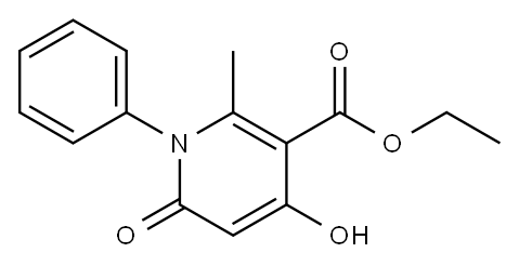 1,6-ジヒドロ-4-ヒドロキシ-2-メチル-6-オキソ-1-フェニル-3-ピリジンカルボン酸エチル 化学構造式