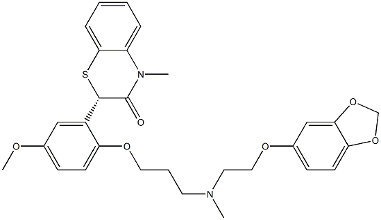 2β-[2-[3-[[2-(1,3-ベンゾジオキソール-5-イルオキシ)エチル]メチルアミノ]プロポキシ]-5-メトキシフェニル]-4-メチル-2H-1,4-ベンゾチアジン-3(4H)-オン 化学構造式