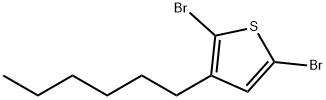 2,5-ジブロモ-3-ヘキシルチオフェン 化学構造式