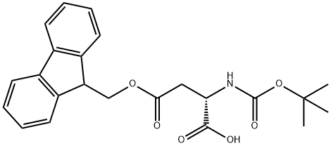(2S)-2-{[(TERT-ブチルトキシ)カルボニル]アミノ}-4-(9H-フルオレン-9-イルメトキシ)-4-オキソブタン酸 化学構造式