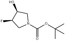 (3R,4S)-3-氟-4-羟基-1-吡咯烷羧酸叔丁酯, 1174020-49-5, 结构式