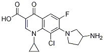 3-Quinolinecarboxylic acid, 7-(3-aMino-1-pyrrolidinyl)-8-chloro-1-cyclopropyl-6-fluoro-1,4-dihydro-4-oxo- Struktur