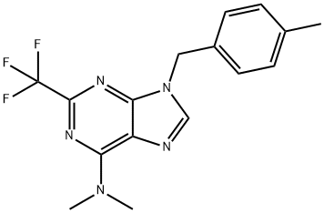 6-ジメチルアミノ-9-(4-メチルベンジル)-2-トリフルオロメチル-9H-プリン 化学構造式