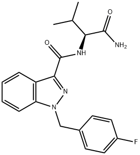 N-[(1S)-1-(氨基羰基)-2-甲基丙基]-1-[(4-氟苯基)甲基]-1H-吲唑-3-甲酰胺 结构式