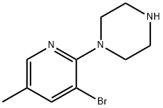 1-(3-BROMO-5-METHYLPYRIDIN-2-YL)PIPERAZINE, 1187386-35-1, 结构式