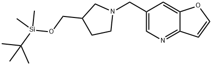 6-((3-((TERT-ブチルジメチルシリルオキシ)メチル)-ピロリジン-1-イル)メチル)フロ[3,2-B]ピリジン 化学構造式