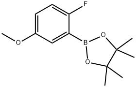 2-(2-フルオロ-5-メトキシフェニル)-4,4,5,5-テトラメチル-1,3,2-ジオキサボロランE 化学構造式