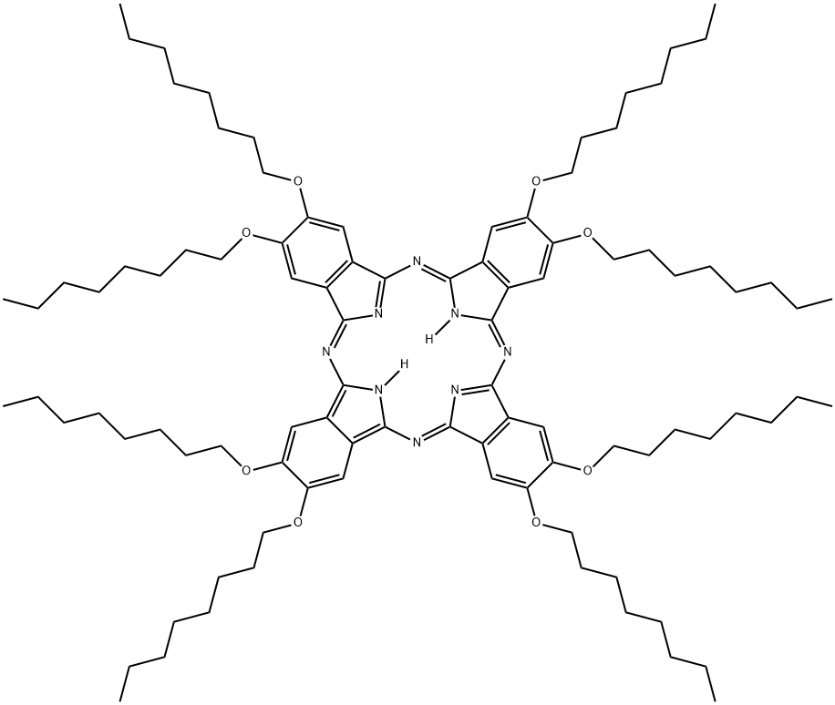 2,3,9,10,16,17,23,24-オクタキス(オクチルオキシ)-29H,31H-フタロシアニン 化学構造式