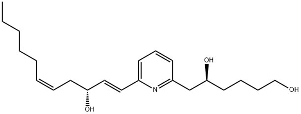 (5R)-6-[6-[(3S,2E,5Z)-3-ヒドロキシ-1,5-ウンデカジエニル]-2-ピリジニル]-1,5-ヘキサンジオール 化学構造式