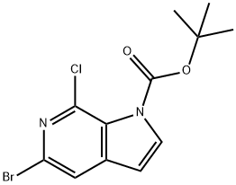 TERT-ブチル 5-ブロモ-7-クロロ-1H-ピロロ[2,3-C]ピリジン-1-カルボキシラート 化学構造式