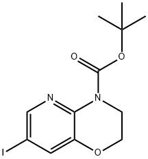 7-ヨード-2H-ピリド[3,2-B][1,4]オキサジン-4(3H)-カルボン酸TERT-ブチル 化学構造式
