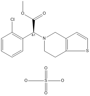 (S)-(+)-クロピドグレル硫酸塩 化学構造式