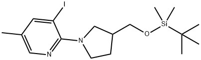 2-(3-((TERT-ブチルジメチルシリルオキシ)メチル)ピロリジン-1-イル)-3-ヨード-5-メチルピリジン 化学構造式