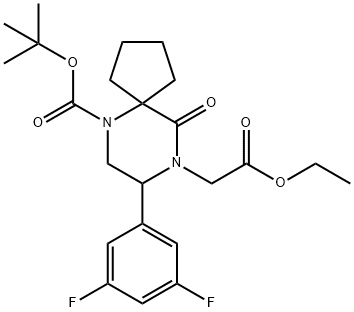 tert-butyl 8-(3,5-difluorophenyl)-9-(2-ethoxy-2-oxoethyl)-10-oxo-6,9-diazaspiro[4.5]decane-6-carboxylate Structure