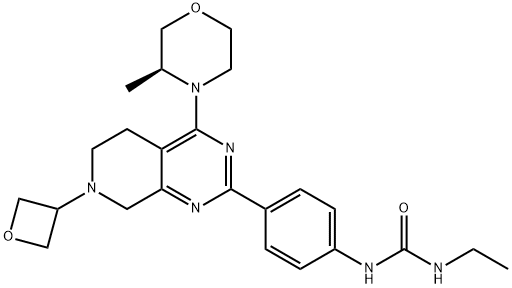 N-ETHYL-N'-[4-[5,6,7,8-四氢-4-[(3S)-3-甲基-4-吗啉基]-7-(3-氧杂环丁基)吡啶并[3,4-D]嘧啶-2-基]苯基]脲 结构式