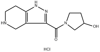 (3-Hydroxy-1-pyrrolidinyl)(4,5,6,7-tetrahydro-1H-pyrazolo[4,3-c]pyridin-3-yl)methanone HCl 结构式