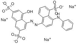 罗克沙尔固蓝ARN,C26H16N3Na3O10S3 结构式