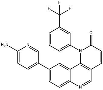 9-(6-氨基-3-吡啶基)-1-[3-(三氟甲基)苯基]苯并[H]-1,6-萘啶-2(1H)-酮 结构式