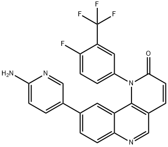 9-(6-氨基-3-吡啶基)-1-[4-氟-3-(三氟甲基)苯基]苯并[H]-1,6-萘啶-2(1H)-酮, 1223002-54-7, 结构式