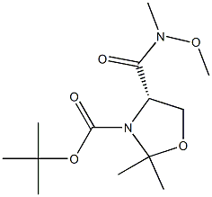 (S)‐3‐BOC‐4‐(メトキシメチルカルバモイル)‐2,2‐ジメチルオキサゾリジン 化学構造式