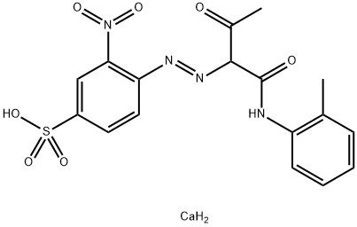 ビス[4-[[1-[[(2-メチルフェニル)アミノ]カルボニル]-2-オキソプロピル]アゾ]-3-ニトロベンゼンスルホン酸]カルシウム 化学構造式