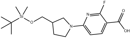 6-(3-((tert-Butyldimethylsilyloxy)methyl)-pyrrolidin-1-yl)-2-fluoronicotinic acid Structure